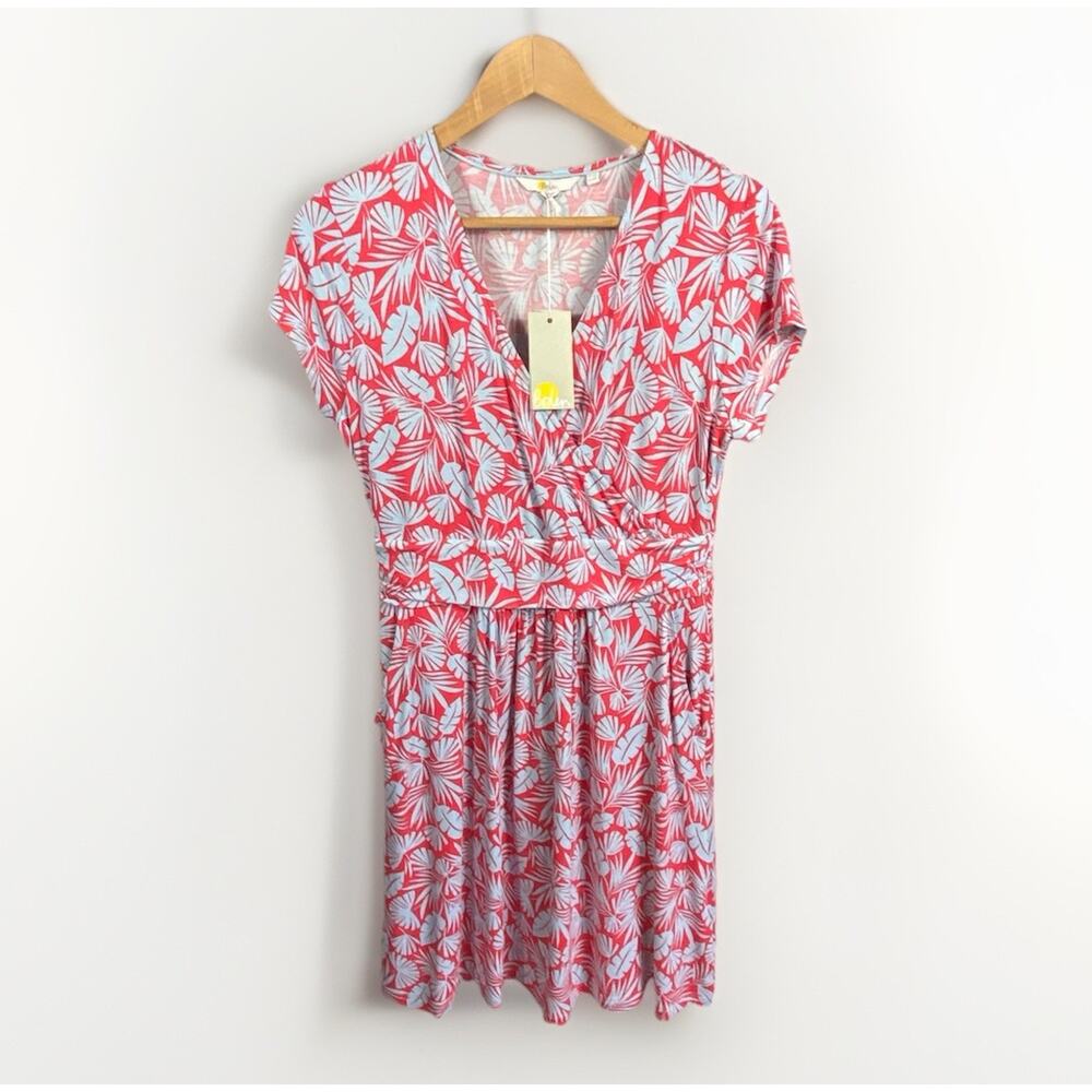 Boden NWTs Lola Jersey Dress Women’s 8 Tropical Pattern Midi Resortwear - Picture 2 of 10